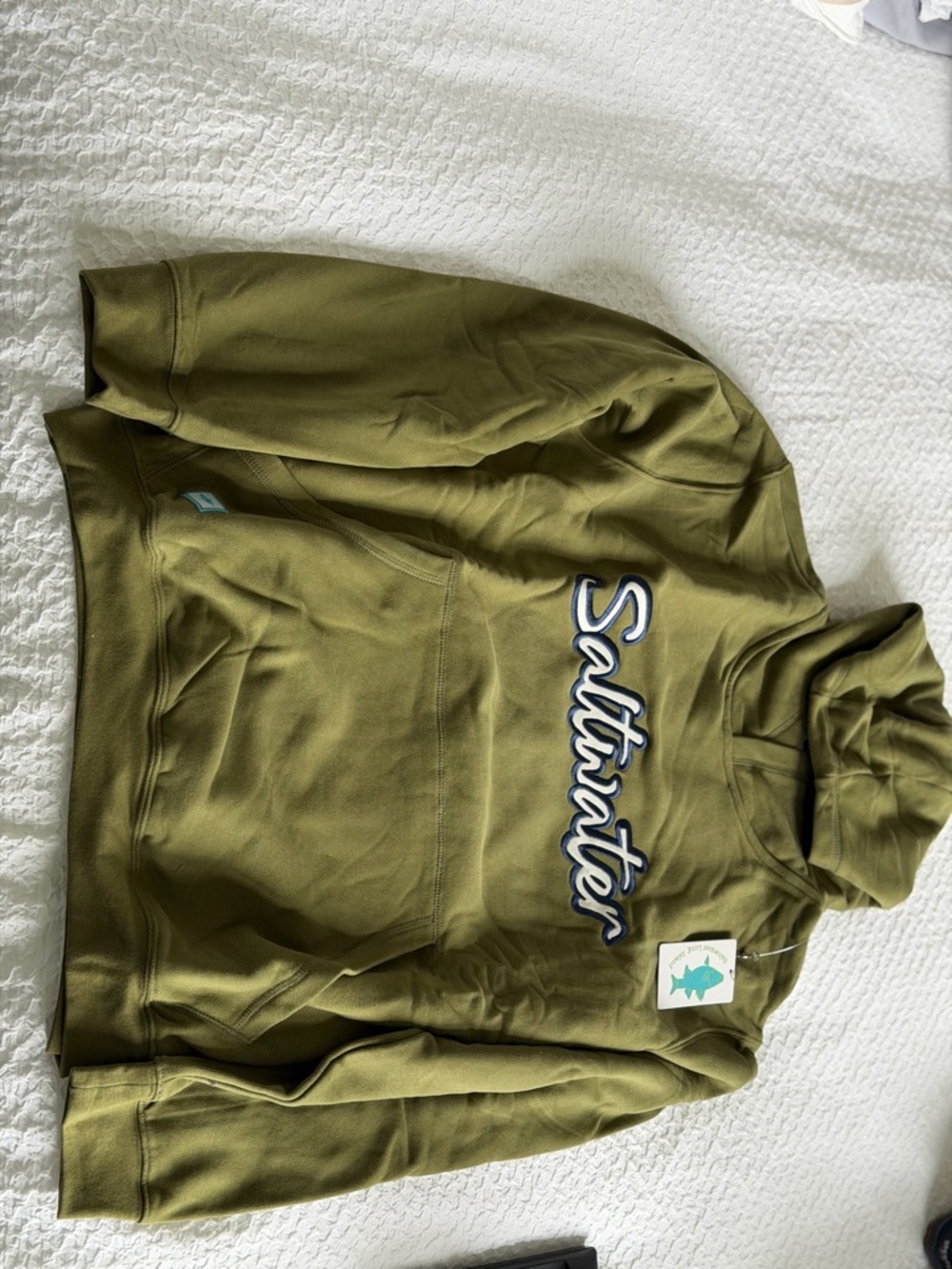 Saltwater Olive Green Hoodie - Men's Pullover Sweatshirt